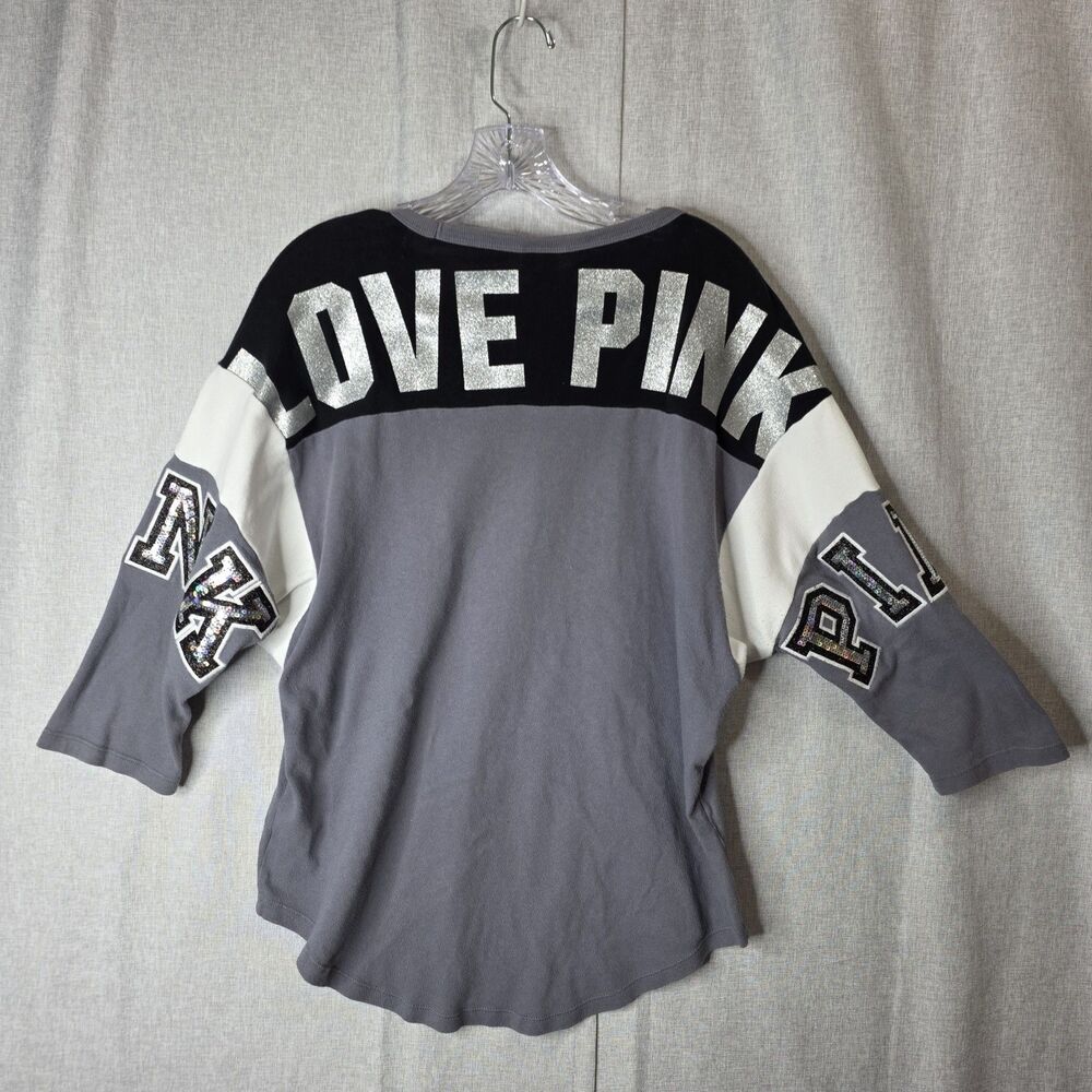 VS PINK Colorblock Soft Knit Pullover LOVE PINK Sequin Graphic Sweatshirt M